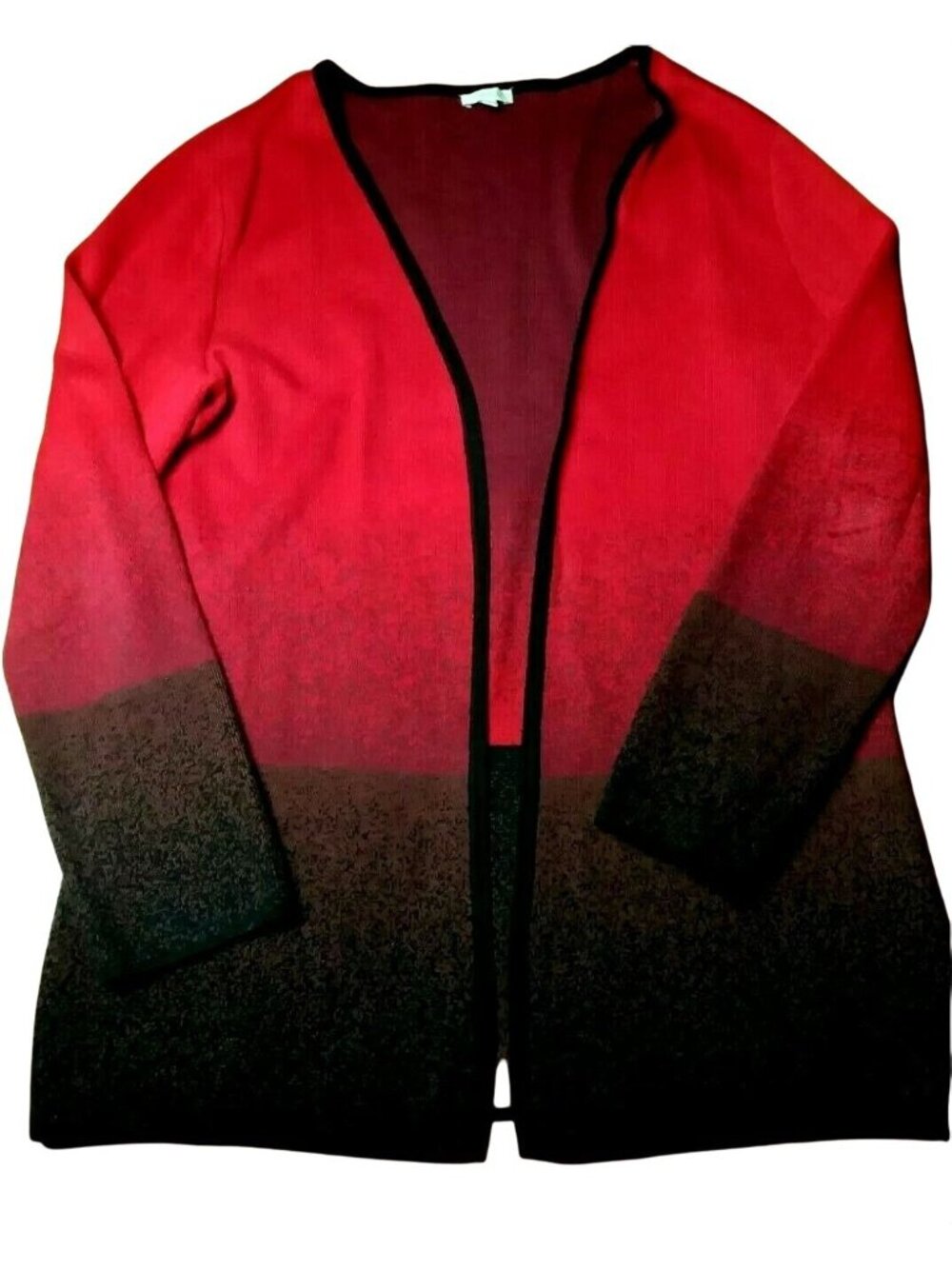 Talbots Red Ombre Cardigan Sweater Tunic Medium Warm Modern Workwear Granny